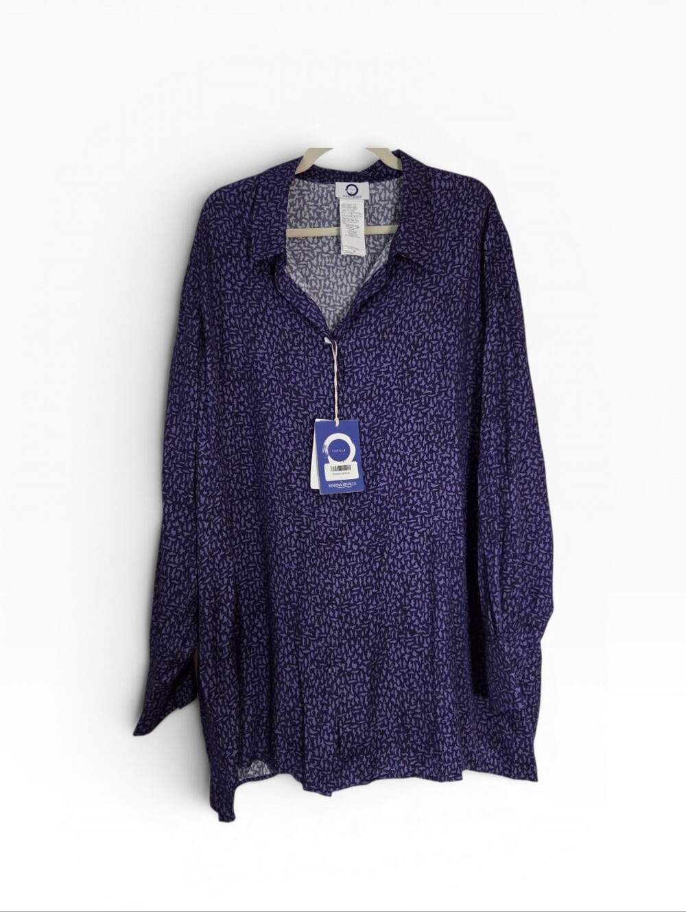 Voyage by Marina Rinaldi "BASE" Blue Purple Viscose Blouse Size 24W NWTβ $465